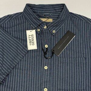 Nifty Genius Blue White Pinstripe Short Sleeve Button Down Shirt XS NWT